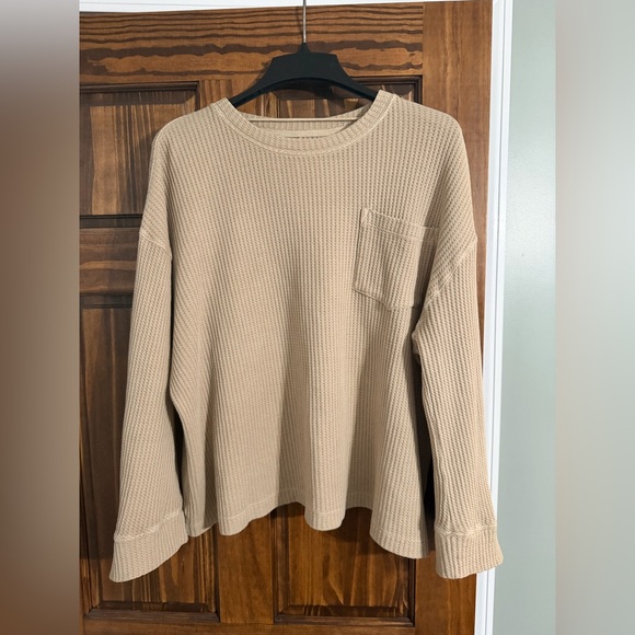We The Free - Dawson Waffle Knit Top - smooth stone - M - Picture 4 of 7
